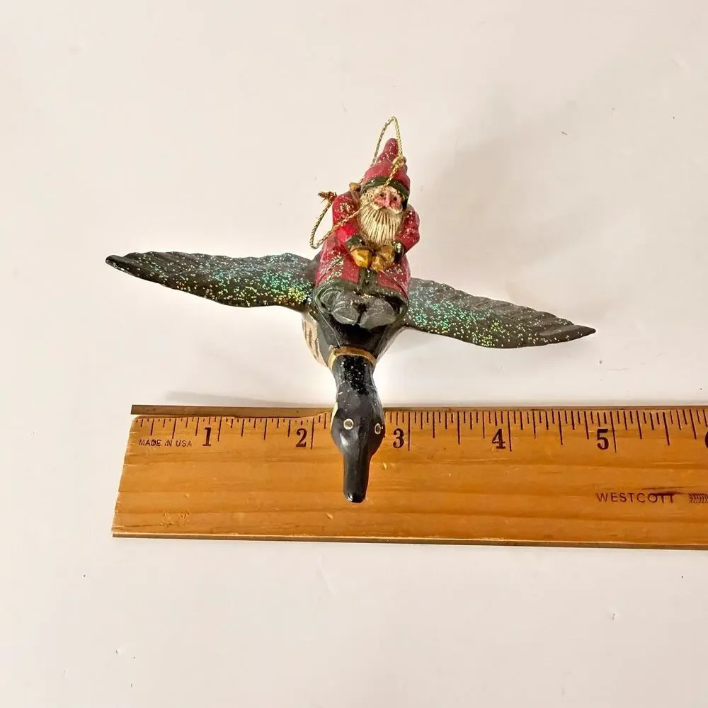 Pam Schifferl Ornament Santa Riding Flying a Canadian Goose Midwest CF Christmas